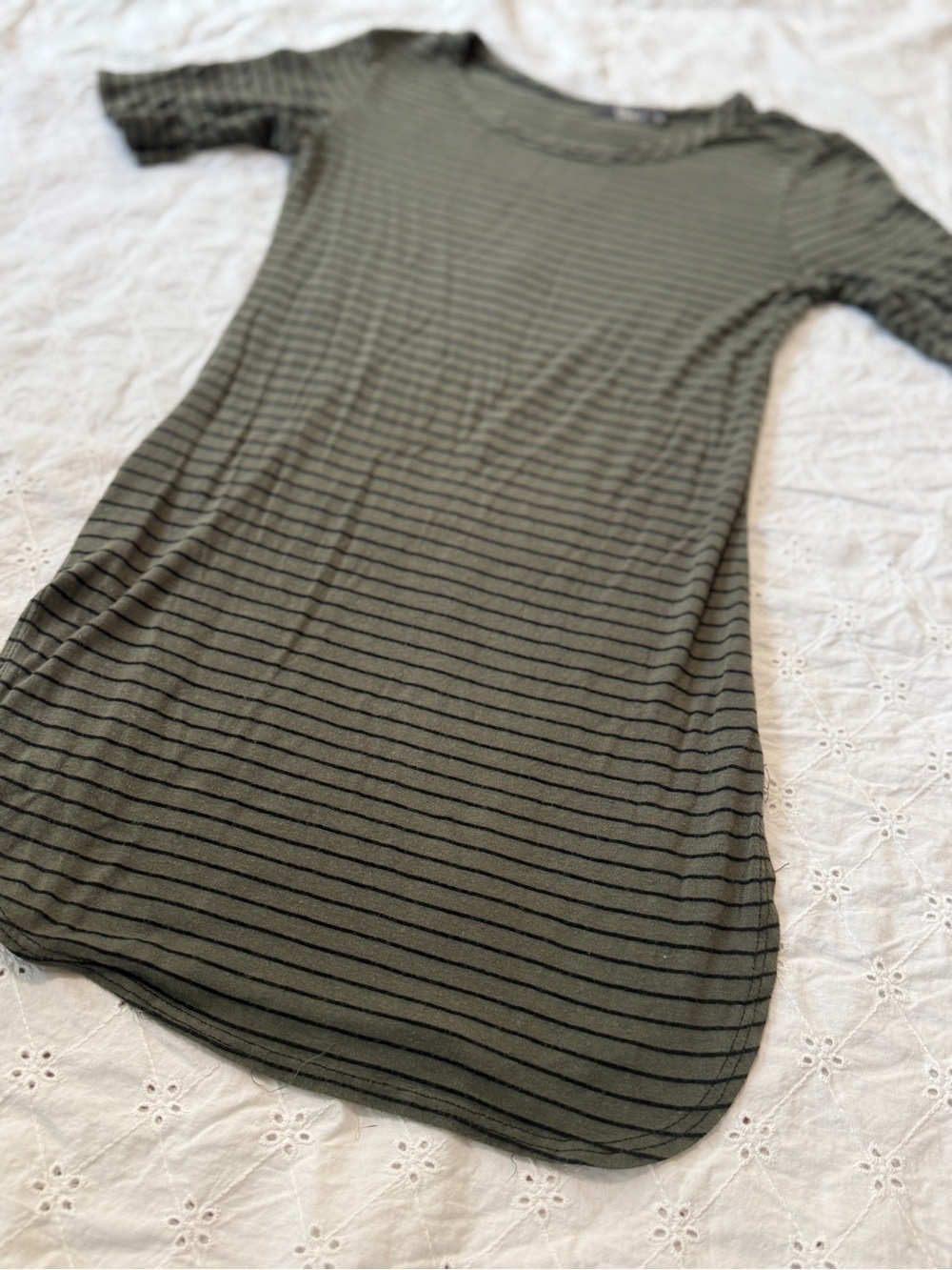 Pinc Olive Green & Black Striped Mini Dress Size Small